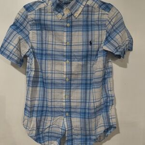 Ralph Lauren Blue and White Plaid Button-Down Shirt